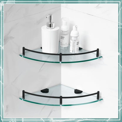 2 2-tier 9.25 Inches Crowye Pcs Corner Shower Shelf Glass Corner Shelf Stainless Steel Wall Mounted Bathroom Organizer