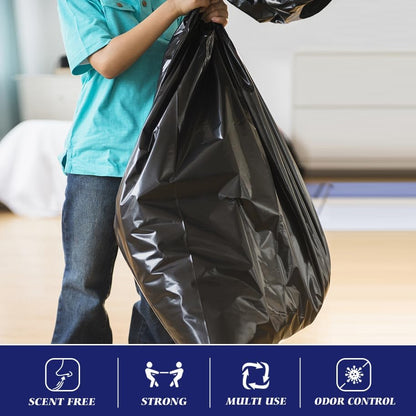 Teivio Large Black Trash Bags - 30-33 Gallon | 40 Count All-Purpose Garbage Liners for Home & Office
