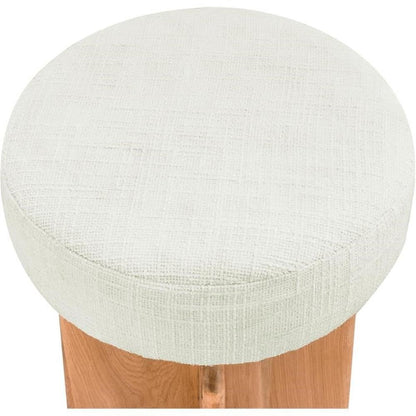 Meridian Furniture 837Cream-C Jasper Collection Mid Century Modern Boucle Fabric Upholstered Counter Stool with Solid White Oak Wood Finish, Cream, 16" W x 16" D x 26" H