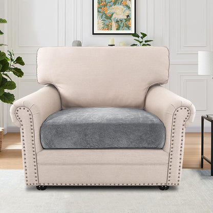 H.VERSAILTEX Sofa Cushion Covers Stretch Mixed-Color Chenille Chair Covers Armchair Chair Covers for Living Room Non Slip Chair Slipcover Elastic Bottom(1 Seater Armchair Cushion Cover,Bluish Grey)