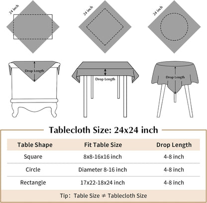 2 Pack 24X24 Inch Small Square Table Cloth Royal Blue Tablecloth Washable Polyester Solid Table Cover for Night Stand