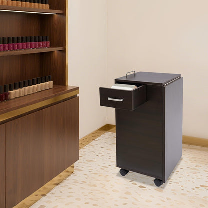 TREMENPOW Foldable Manicure Table, Single Station Nail Desk, Manicure Table with 3 Drawers & Wheels, 220lb Capacity, for Nail Salons, Beauty Spa, Home Office, Writing or Computer Desk