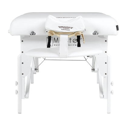Master Massage 31" Montclair Pro Portable Massage Table Package, Memory Foam Cushioning, Reiki Panels, Shiatsu Cable Release- Tattoo Table, Spa Bed, Facial Bed - White