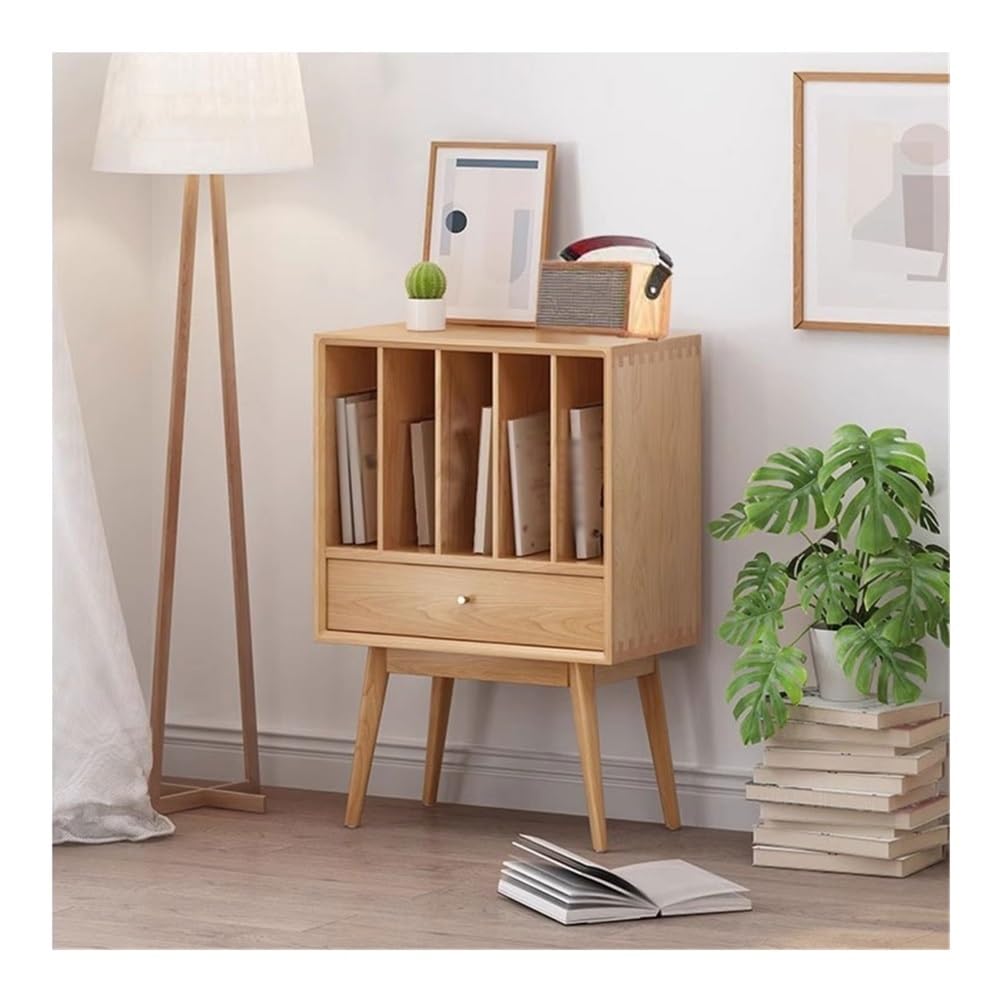 YGwnjqr Cd Rack Vinyl Record Wooden Display Cabinet with Drawer Home Multi-Functional Storage Sideboard,