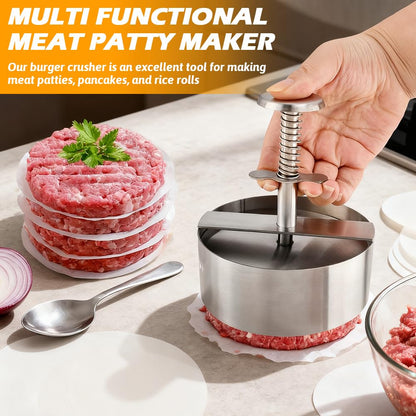 Yonderfume 304 Stainless Steel Burger Press, Adjustable Hamburger Patty Maker, Dishwasher Safe Meat Press for Beef, Burgers & BBQ Grilling