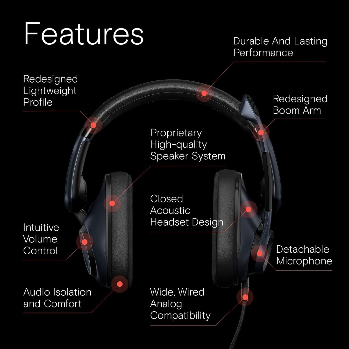 EPOS H6Pro - Closed Acoustic Gaming Headset with Mic – Lightweight Over-Ear Design – Lift-to-Mute – Compatible with Xbox, PS4, PS5 & PC – Black