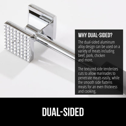 GORILLA GRIP BPA-Free Patented Dual-Sided Meat Tenderizer Tool, Soft Comfortable Handle with Hanging Hole, Heavy Duty Kitchen Mallet for Steak Beef Fish, Chicken Cutlet Pounder, Dishwasher Safe, Black