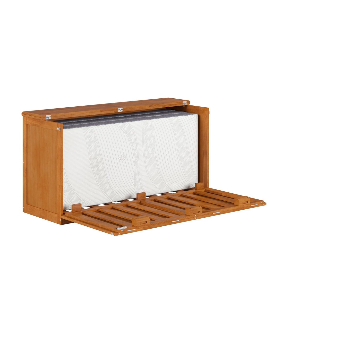 AFI Westfield Queen Murphy Bed Chest with 6-Inch Folding Mattress, Light Toffee