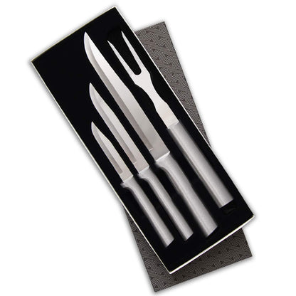 Rada Cutlery Prepare Then Carve Gift Set (S3C) with Quick Edge Sharpener (R119), 4-Piece Knife Set and Knife Sharpener, Stainless Steel Blades, Silver Handle