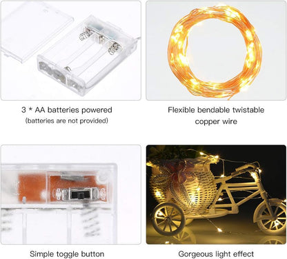 1 Pack (5m/16ft Ariceleo Led Fairy Lights Battery Operated, Mini Battery Powered Copper Wire Starry Fairy Lights