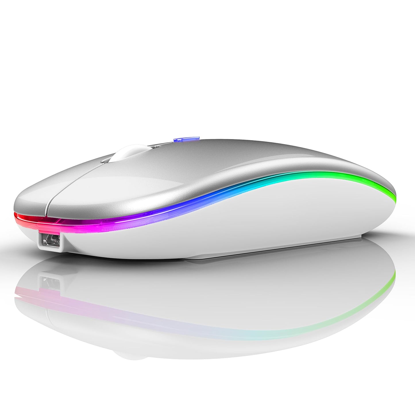Bluetooth Wireless Mouse for Laptop mac MacBook ipad MacBook air MacBook pro pc Desktop Computer Windows Chromebook Notebook (Silver)