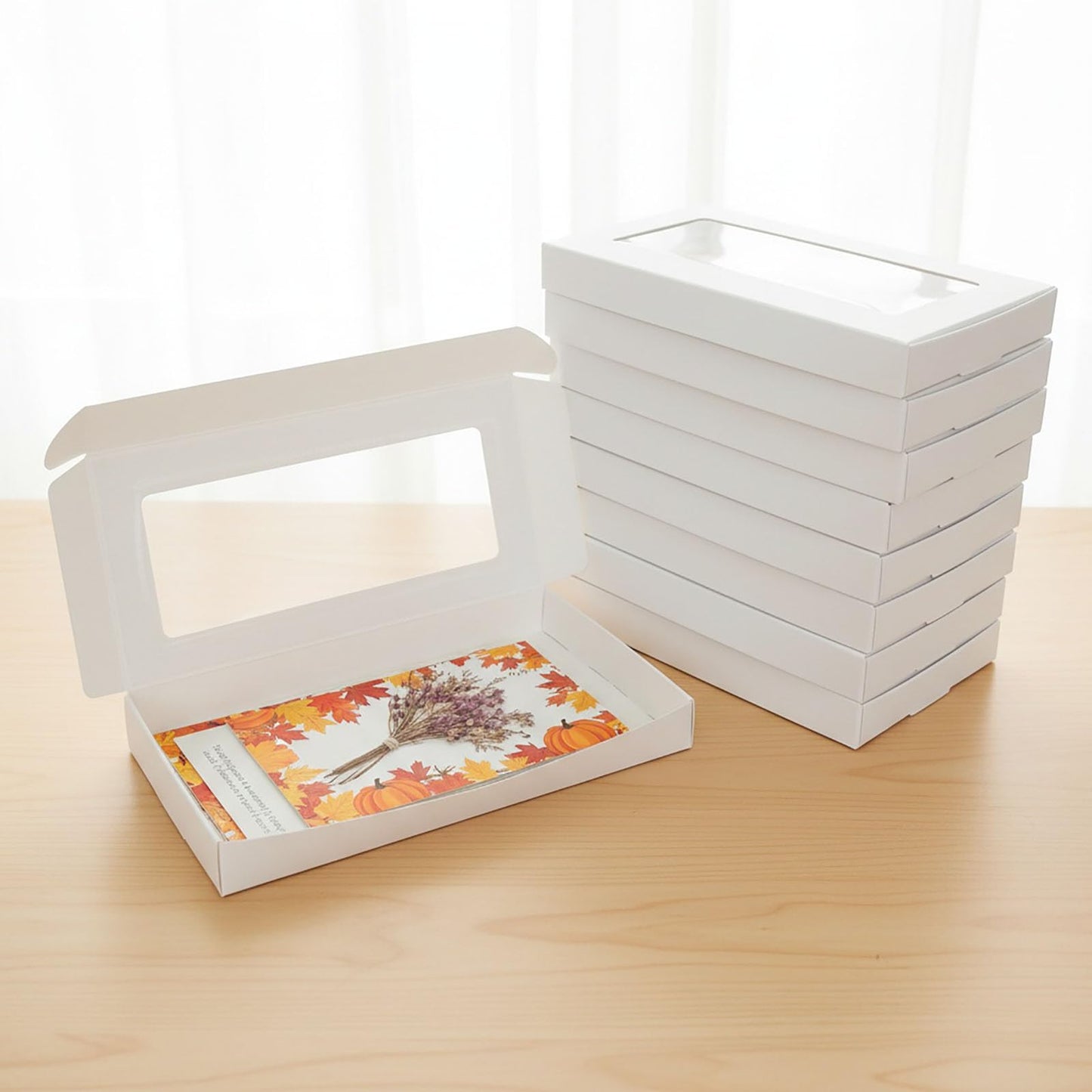 SULALIN 30 Pack Small White Boxes For Gifts With Clear Windows,7.8"x3.9"x0.7" Cajas De Regalo Kraft Pillow Gift Box For Greeting card, Graduation card,Party Goft Box For Proposal(white)