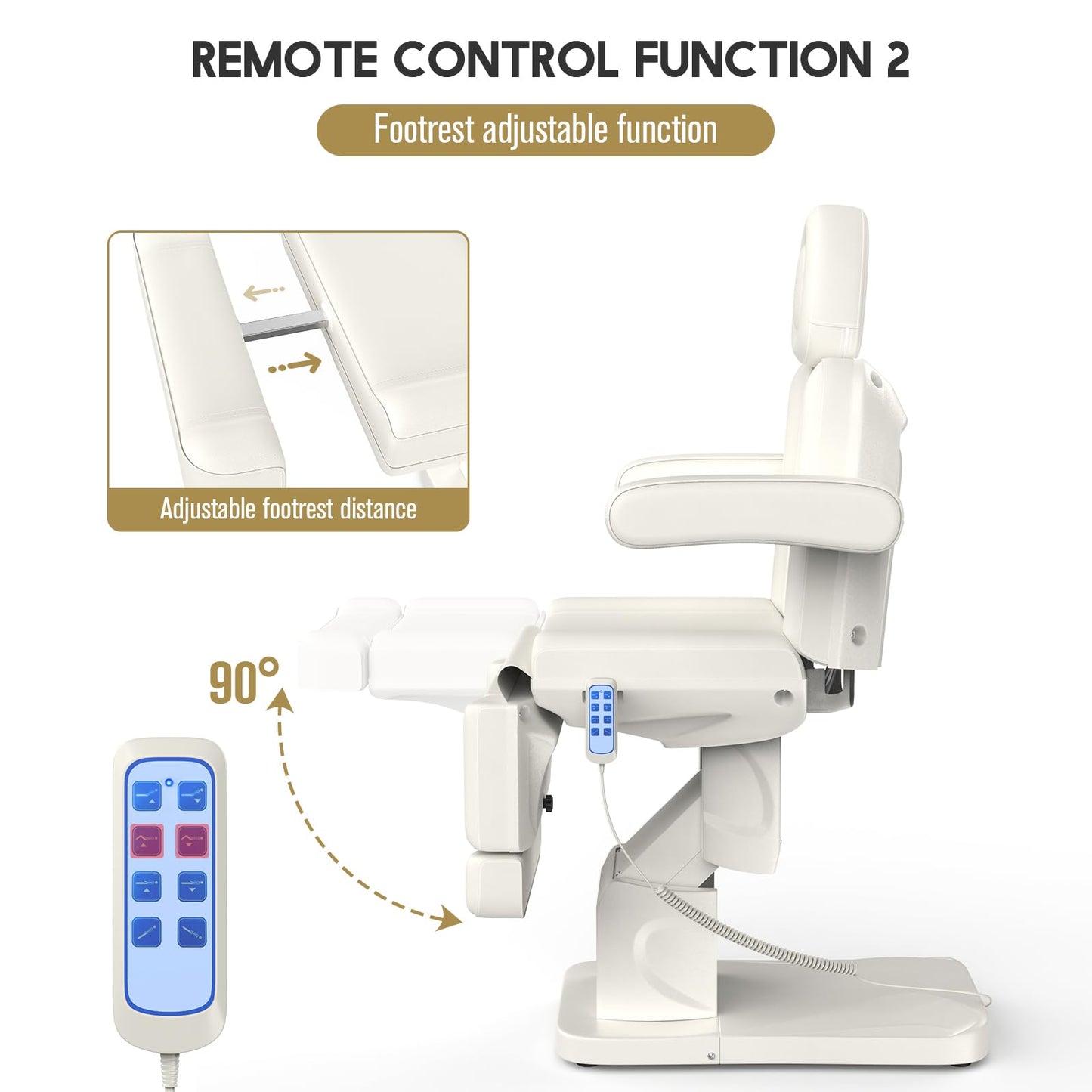 Dolonm 4 Motor Electric Chair/Bed, Aluminum Hydraulic System for Medical Treatment Exam, Facial, Spa, Eyelash, Tattoo, Podiatry Treatment Beauty Massage, Hand Remote Controlled Adjustable - White
