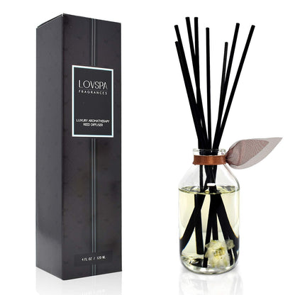 LOVSPA Reed Diffuser Set, Smoked Vanilla Scented Oil Diffuser with Sticks, Home Fragrance Accessories for Bathroom Shelf Decor, Aroma Diffusers for Home or Office Fall Decor, USA Made