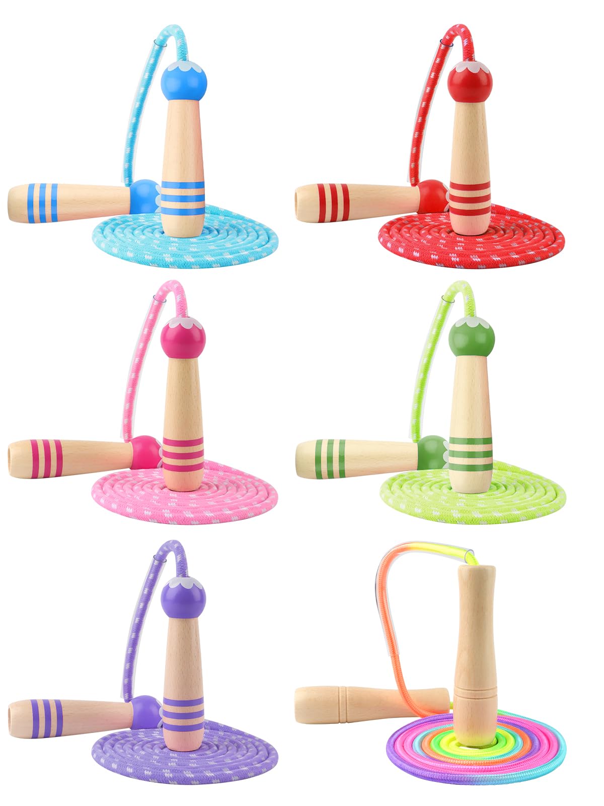 Jump Rope for Kids, Lorvain Adjustable Skipping Rope, Kids Jump Ropes with Wooden Handle for Girls Boys, Weighted Jumping Ropes for Fitness Workout Exercise Outdoor Fun Activity