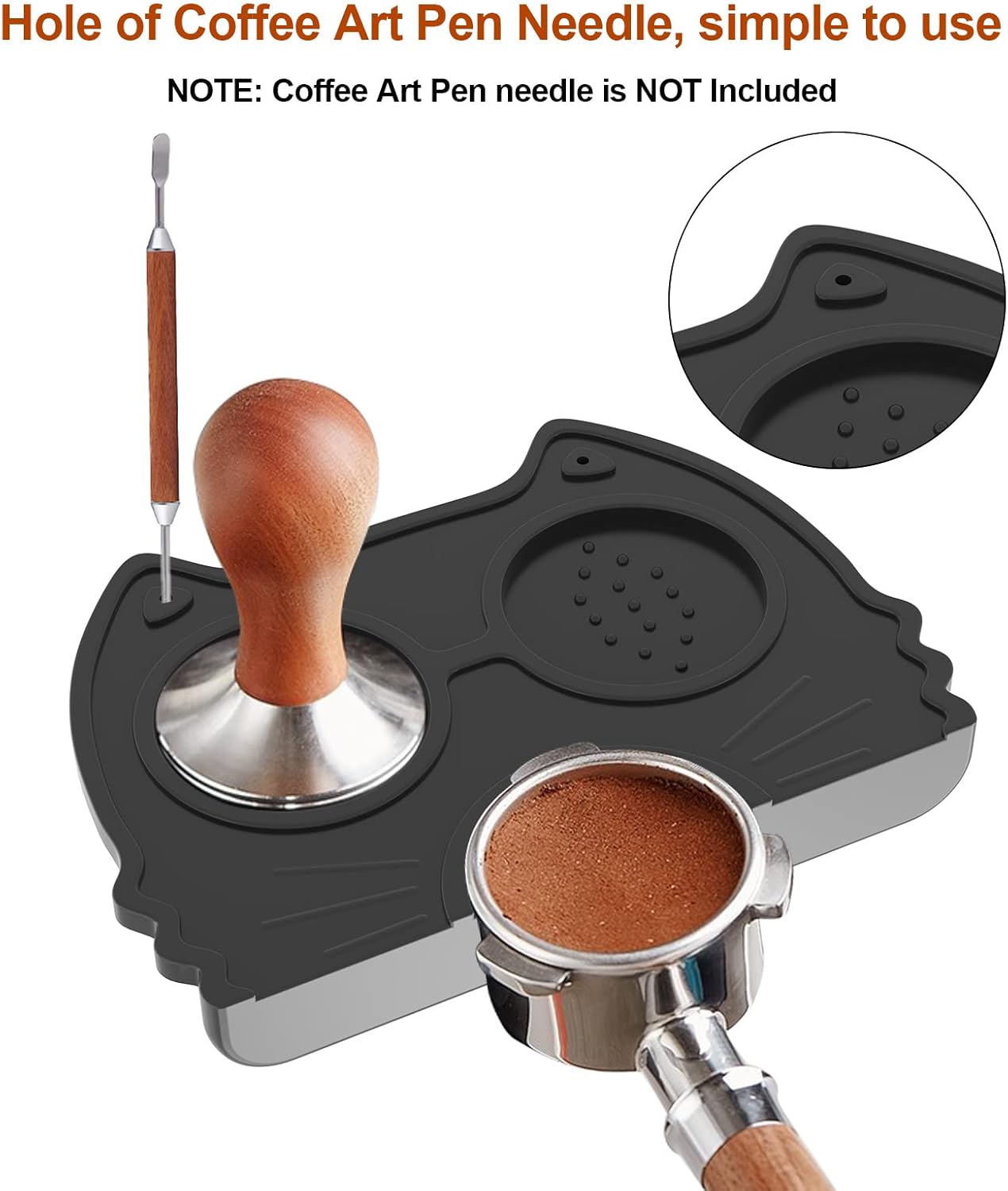 Espresso Tamper Mat, Food Safe Silicone Coffee Mat, Anti-Slip Corner Tamp Pad for Barista Tool Home Kitchen
