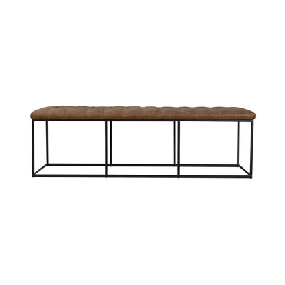 Homepop Home Decor | Large Upholstered Bench | Bench Ottoman with Storage for Living Room & Bedroom | Decorative Home Furniture (Distressed Brown Faux Leather)