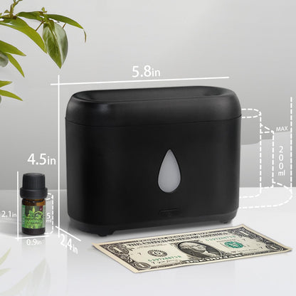Flame Diffuser for Essential Oils, 200ml Ultrasonic Aroma Diffusers with Cool Mist, Aromatherapy Diffuser with Auto-Off Protection, Small Humidifier for Home,Office,Bedroom,Gift (Black)