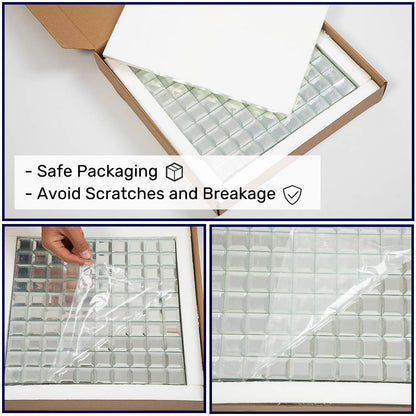 Soulscrafts Mirror Glass Mosaic Tile, 5 Faces Square Beveled Silver Crystal Mirror Backsplash 12x12 Inch Seamless for Kitchen Bathroom 5 Sheets