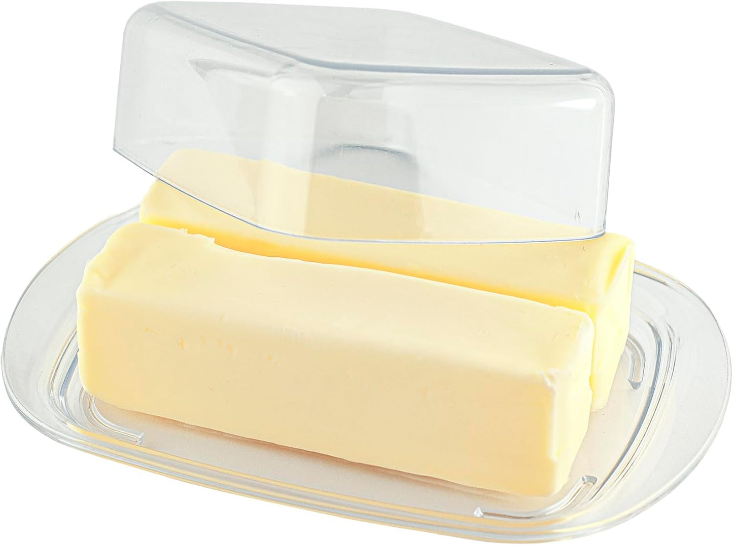 2 Countertop Large Butter Dish with Lid, Butter Keeper, Plastic Butter Holder Tray Container, Holds Stick of Butter