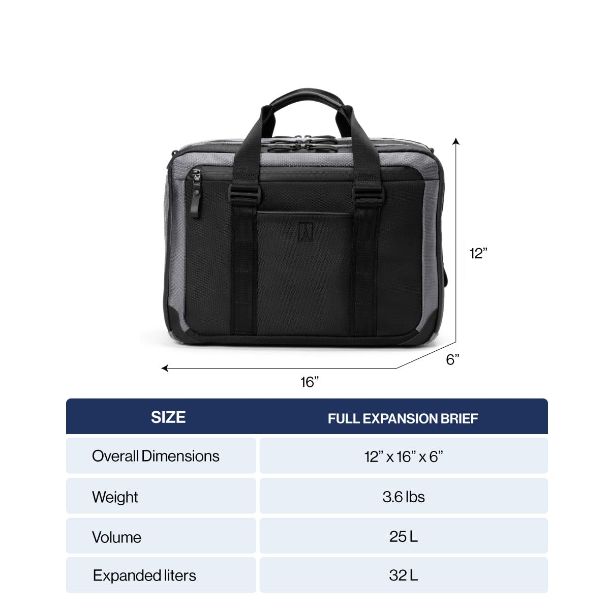 Travelpro Altitude Full Expansion Brief, Business Bag, 16 Inch Laptop, Work, Travel, Water Resistant, Men and Women, Jet Black