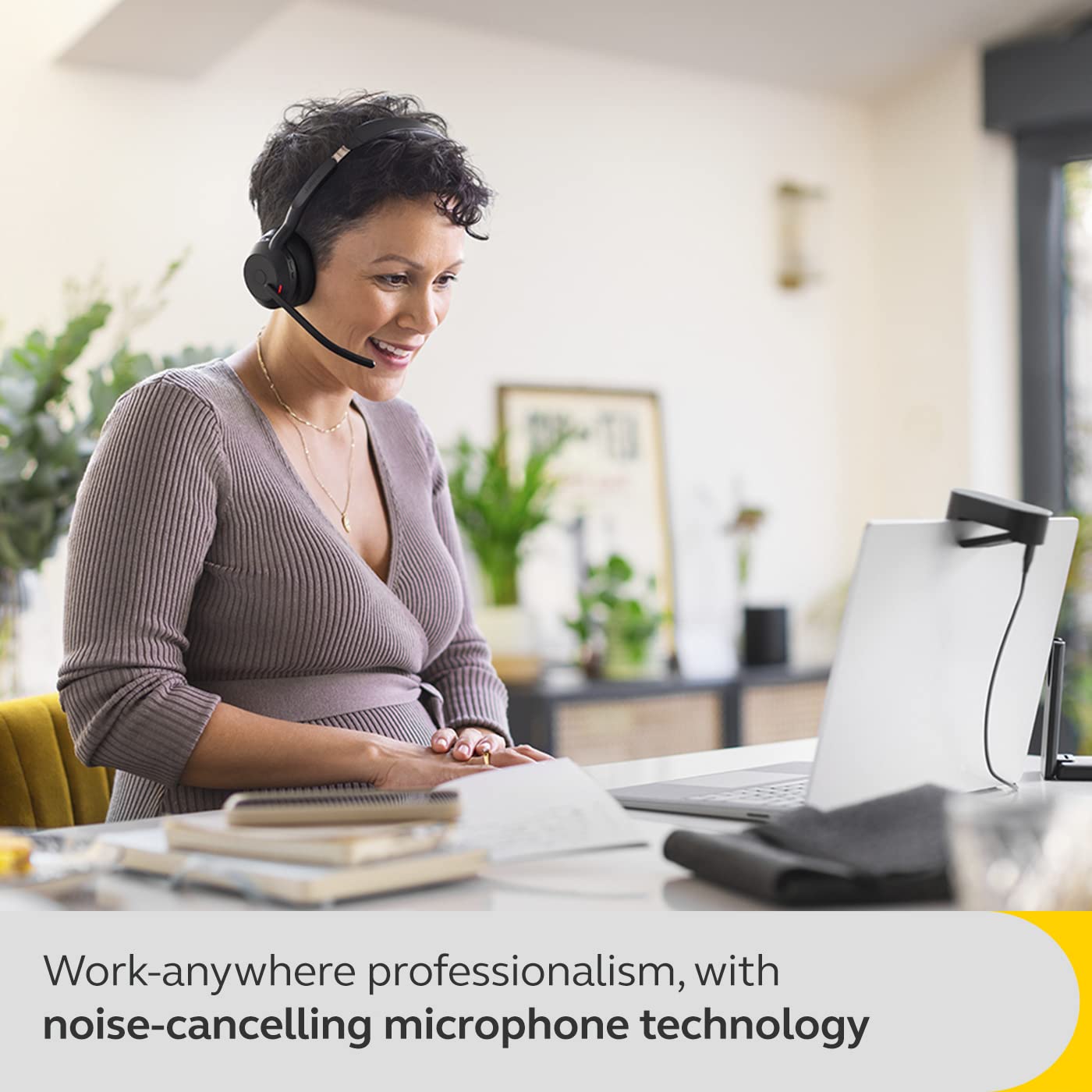 Jabra Evolve2 55 Stereo Wireless Headset - Features AirComfort Technology, Noise-Cancelling Mics & Active Noise Cancellation - Works with UC Platforms Such as Zoom & Google Meet - Black