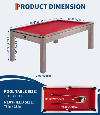 Garvee 7FT Professional Pool Table Set for Adults, Billiard Table Set with Complete Accessories - Rustic Grey Game Table with Black Cloth,Ideal for Home Game Room & Parties