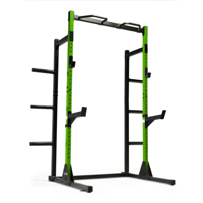 Cap Power Rack with Pull Up Bar & Attachments - Squat Rack & Strength Training Power Cage for Home Gym - Green