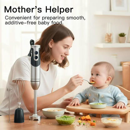 MegaWise Hand Blender, Immersion Blender Handheld 12-Speed with 80% Sharper Blades, Titanium Reinforced Stainless Steel 3-in-1 Immersion Blender,Includes Whisk and Milk Frother (3-in 1 Black)