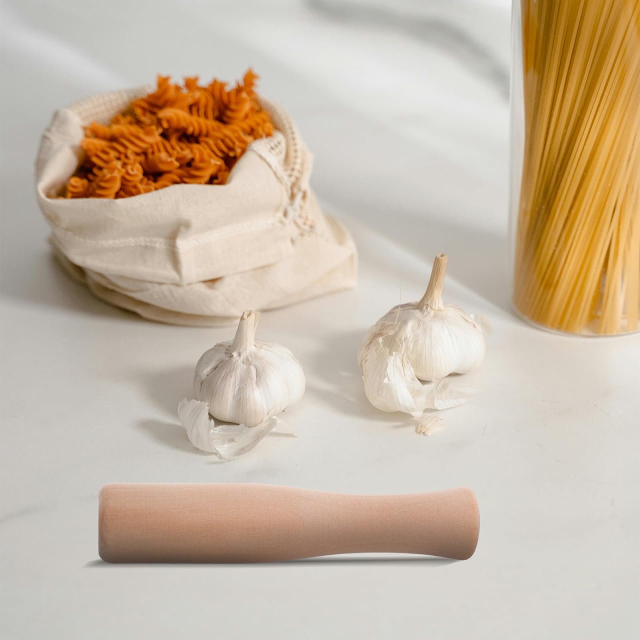 STOBAZA Beech Wood Food Grinding Rod 5.51 Inch Kitchen Pestle Tool for Garlic Ginger Spices Crushing and Potato Mashing