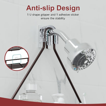 TreeLen Shower Caddy - Over Shower Head Bathroom Organizer with 4 Hooks for Shampoo - Bronze Finish