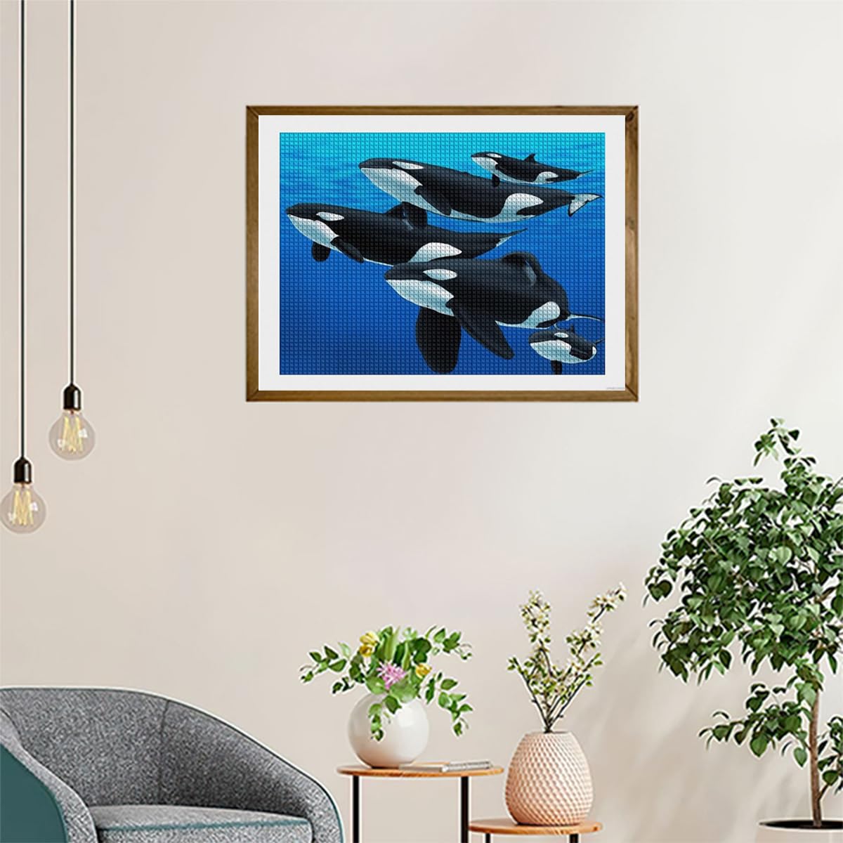 UPABLUNSO Orca Killer Whale Diamond Painting Kits Rhinestone Pictures Art Craft by Numbers for Home Decor & Gifts 12x16 Inch