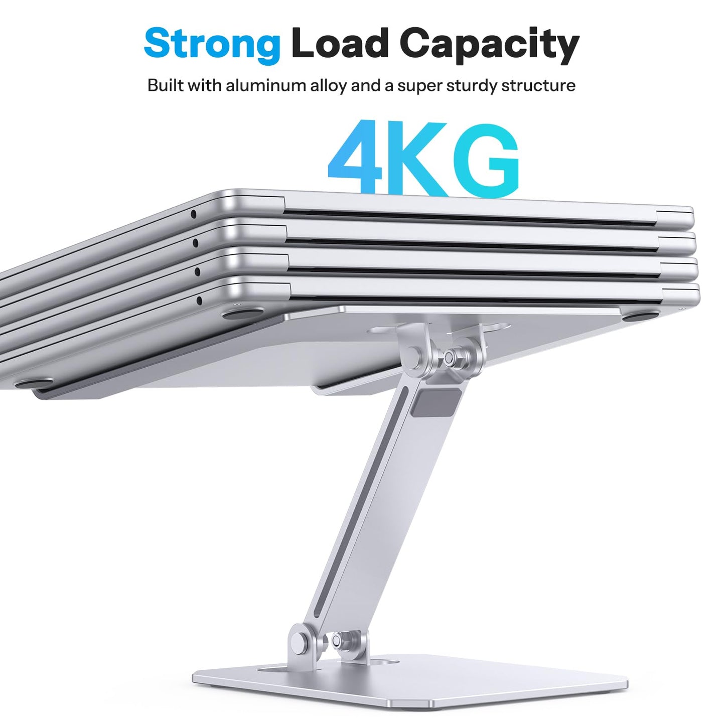 OMOTON Laptop Stand for Desk, Ergonomic Adjustable Computer Stand Aluminum Portable Desktop Laptop Riser Holder for MacBook Air Pro, Dell, HP and All Tablets Up to 15.6", Glossy Silver