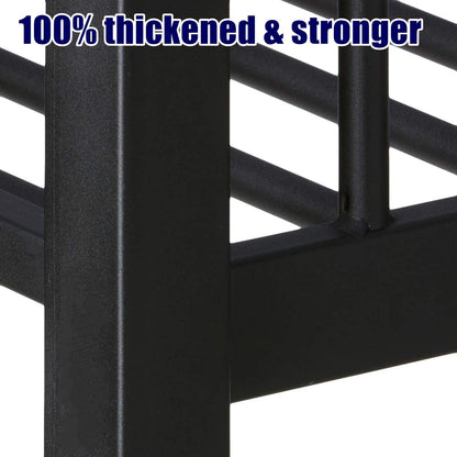 LUCALEO Latest Upgraded & Stronger Thickened Metal Full Over Full Bunk Bed with Twin Trundle, Heavy Duty Safer More Stable Steel Bunkbeds (Greater Weight Capacity) (Full Over Full with Twin Trundle)