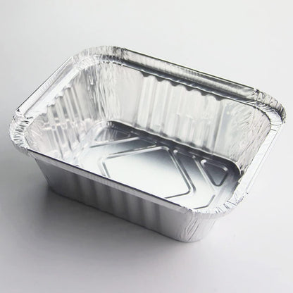 PARTY BARGAINS 1 Lb. Small Aluminum Pan with Lids - 50 Pack Disposable Take-Out Pans