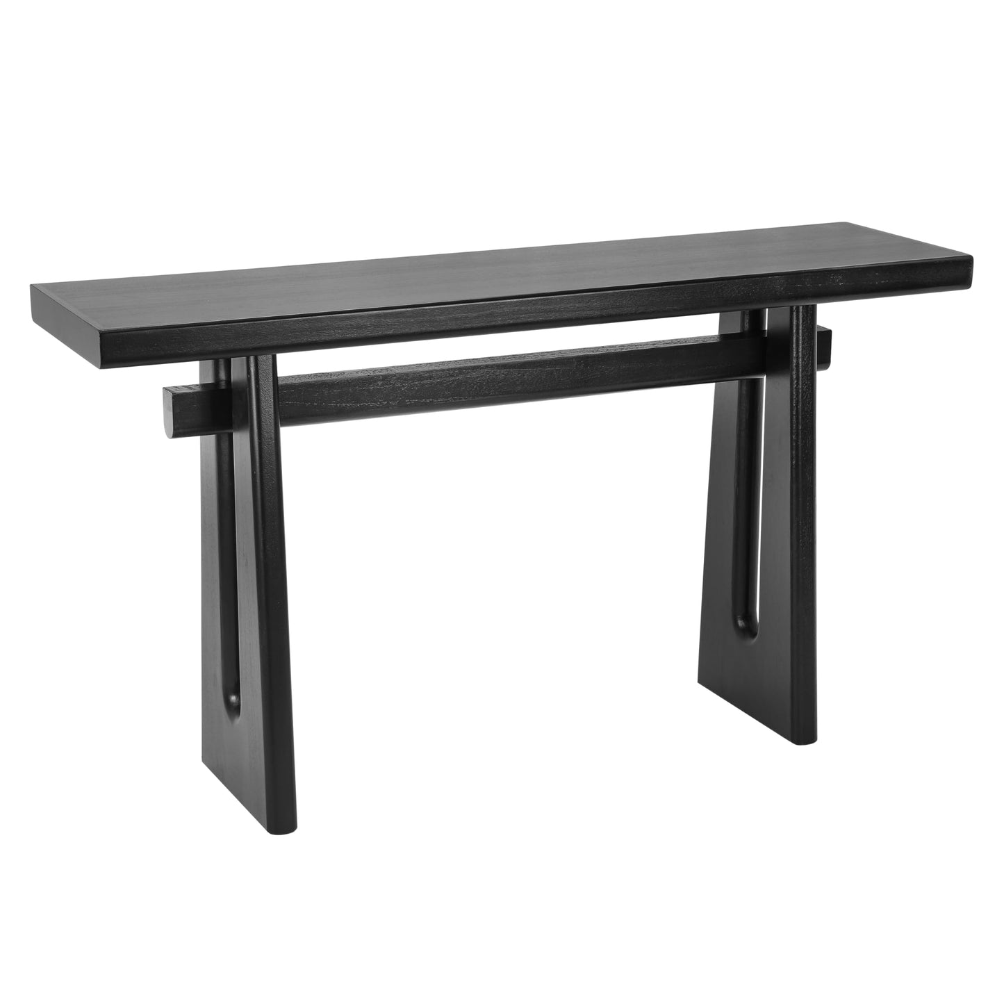 Christopher Knight Home Hirai Narrow Console Table with Geometric Silhouette, Entryway Table with Premium Wood Veneer Finish, MDF Wood Design Display Table for Home Decoration, Living Room, Black