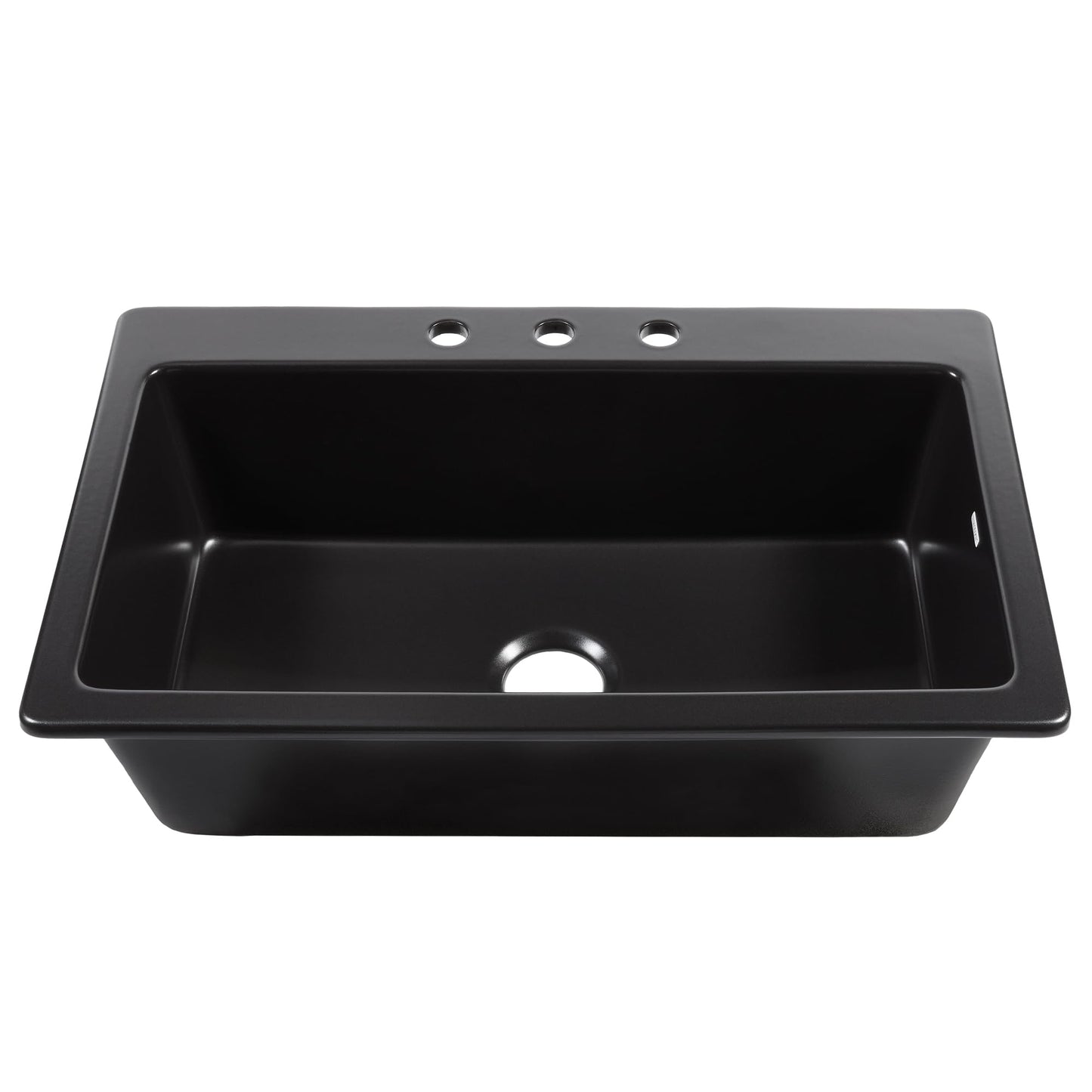 Sinkology Jackson Matte Black Fireclay Drop-In Kitchen Sink - 33 Inch Single Bowl - SureFire Fireclay Won't Chip, Crack, or Stain - 3-Hole - Sinkology Everyday Warranty - Fits 36 Inch Cabinet