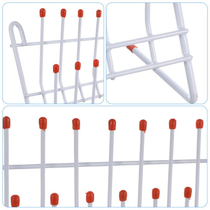TEHAUX Lab Drying Rack, Space-Saving Lab Beaker and Tube Drying Holder with Non-Slip Red Top, Sturdy Iron Frame, 24 Pegs Vertical Drying Rack for Laboratory Glassware and Bottles (White)