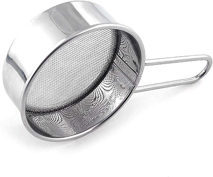2.5 Inch Stainless Steel Strainer with Long Handle, Flour Sieve Mini Small Flour Sifter Drainer for Baking, Powder