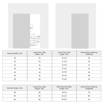 JUBEST 32"x86" Concealed Sliding Barn Door with Soft Close Hardware Kit, Brown Hidden Door for Opening 24"-28"x84", Waterproof and Modern, Smooth Sliding, for Interior Using, Widely Used
