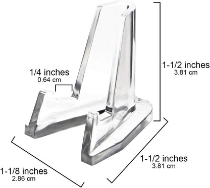 Small Clear Acrylic Display Stand, Easel Holder for Coins, Lighters & Knife (Qty 15)