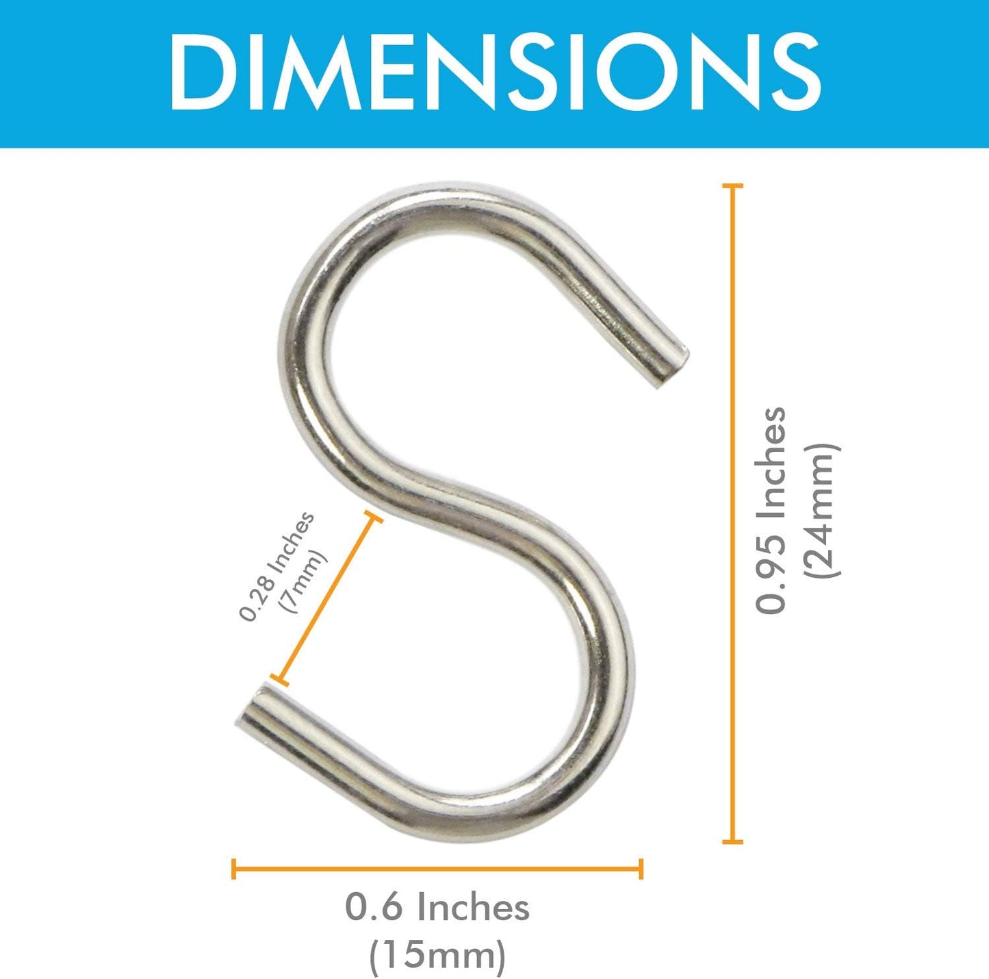 Millennial Essentials Mini S Hooks, 200pcs S Shaped Wire Hook Hangers for DIY Crafts, Jewelry, Key Chain