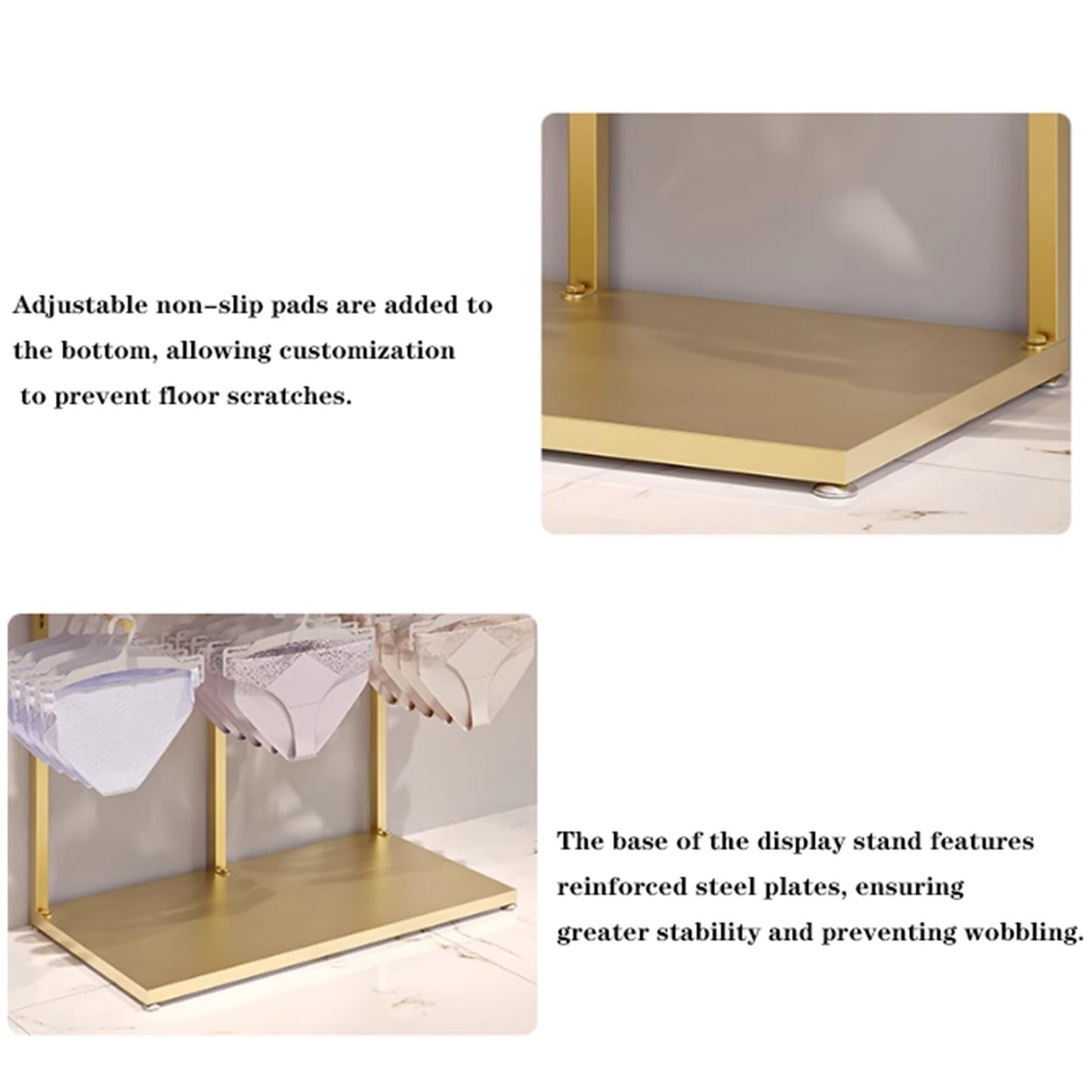 Metals Underwear Display Stand, Clothing Store Boutiques Lingerie Garment Rack, Commercial Retail Shelves, for Lingerie Socks Bra Panties Scarves, 3 Tier(White,40 * 40 * 135cm)