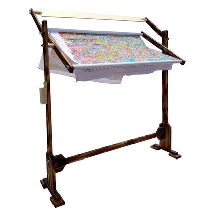 Adjustable Embroidery Hoop Stand Professional Embroidery Stand Cross Stitch Frame Floor Stand Wooden Embroidery Tapestry Hoops Frame Hands-Free Hand Quilting Frame for Cross Stitch Needlework