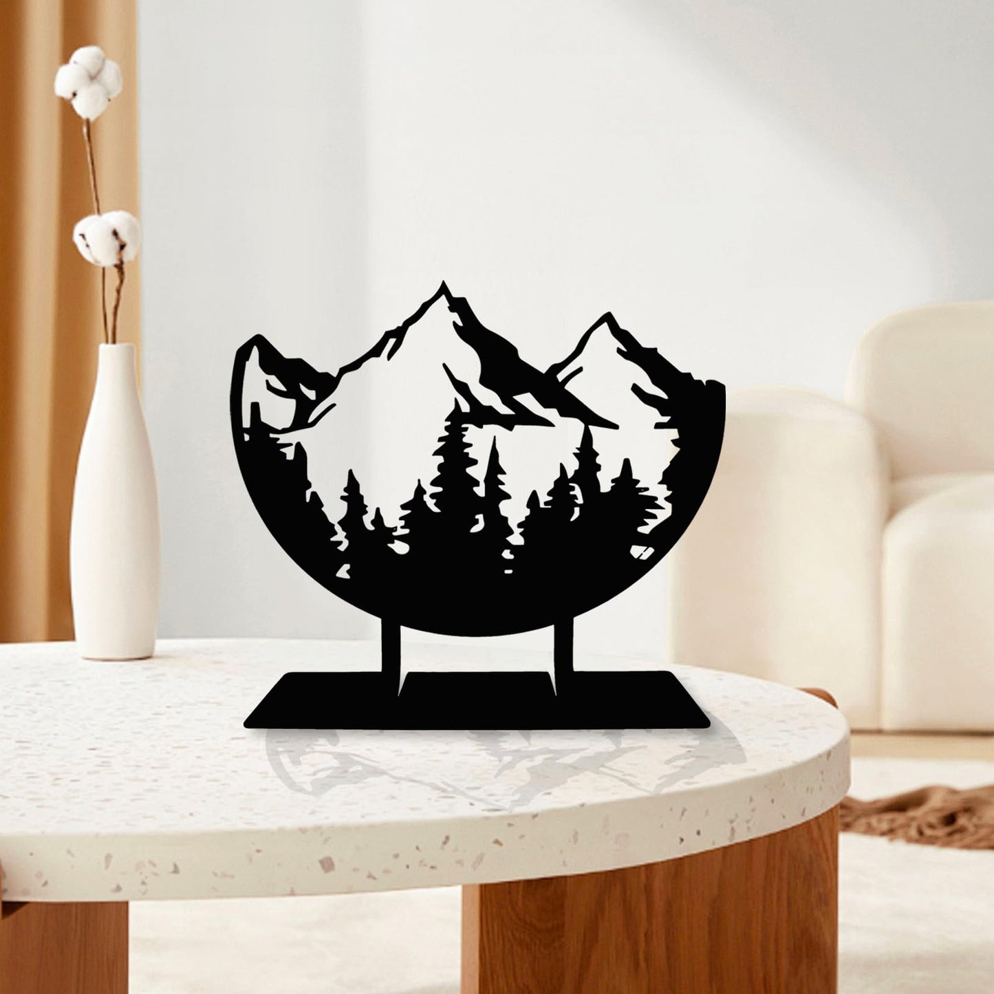 DASIMAT Metal Mountain Table Top Decor, Forest Decorative Sign, Woodland Tabletop Decor, Tabletop Decorative Accents, Travel Adventure Table Centerpiece for Home Farmhouse
