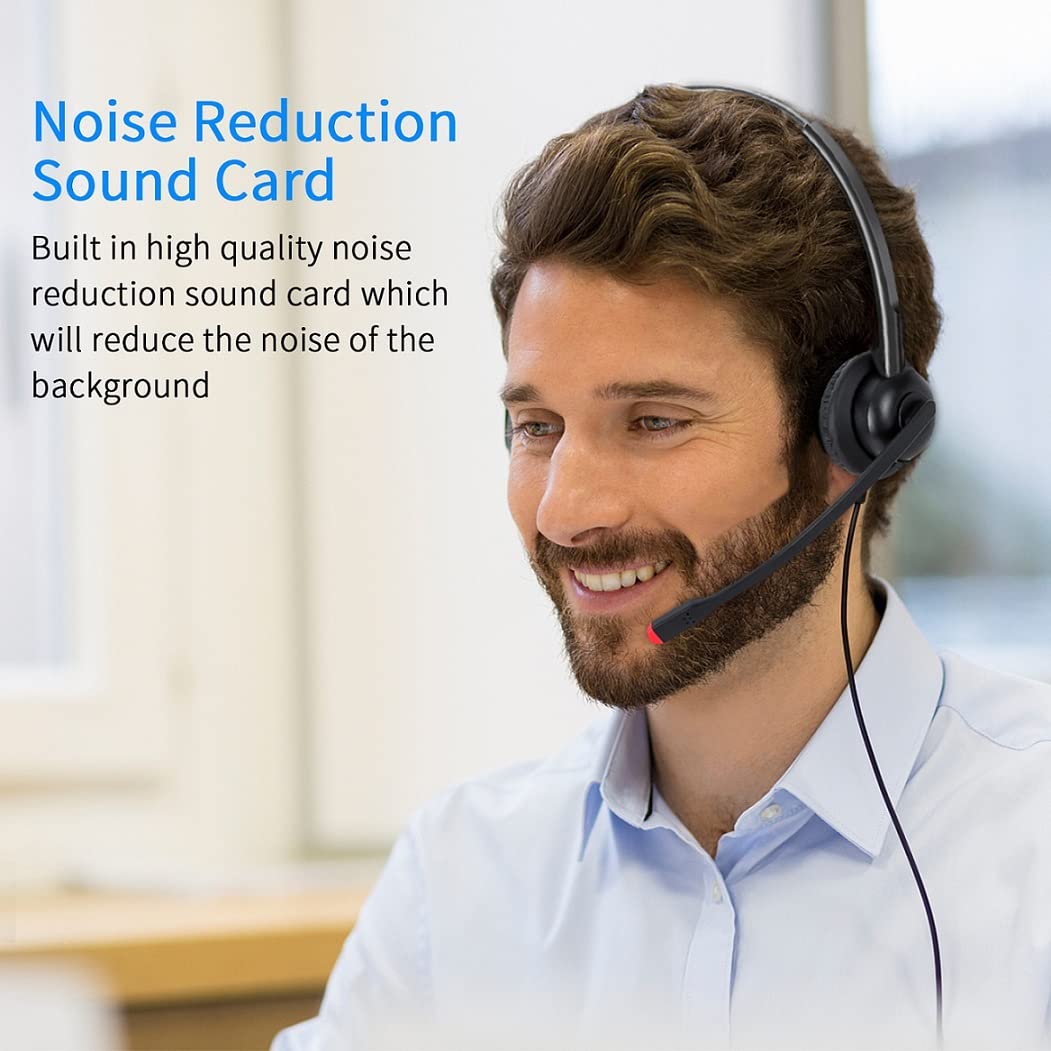 USB Headset with Microphone for PC Laptop Computer Headphone Noise Cancelling Mic for Home Office Online Class Teams Zoom