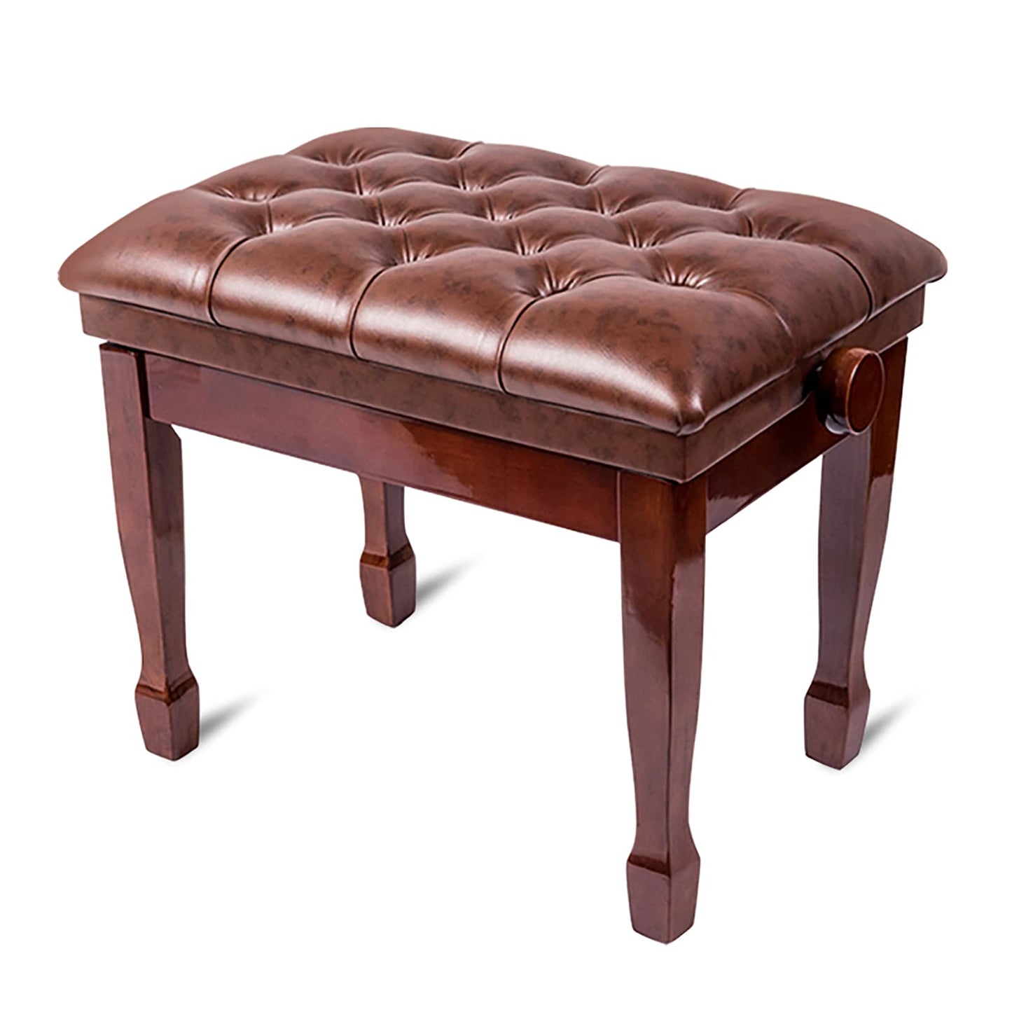 EliteBloom Leather Piano Bench Adjustable Height Deluxe Piano Stool Piano Bench with Thick Cushion Leather Padded for Home & Professional Use,Black,Teakwood Brown