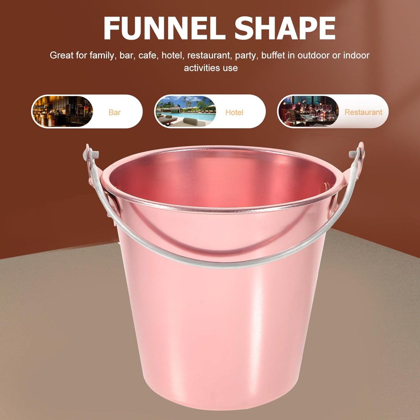 Metal Ice Bucket Pails for Beer & Wine, 1.25L Aluminum Alloy Cooler Bucket with Ice Tongs