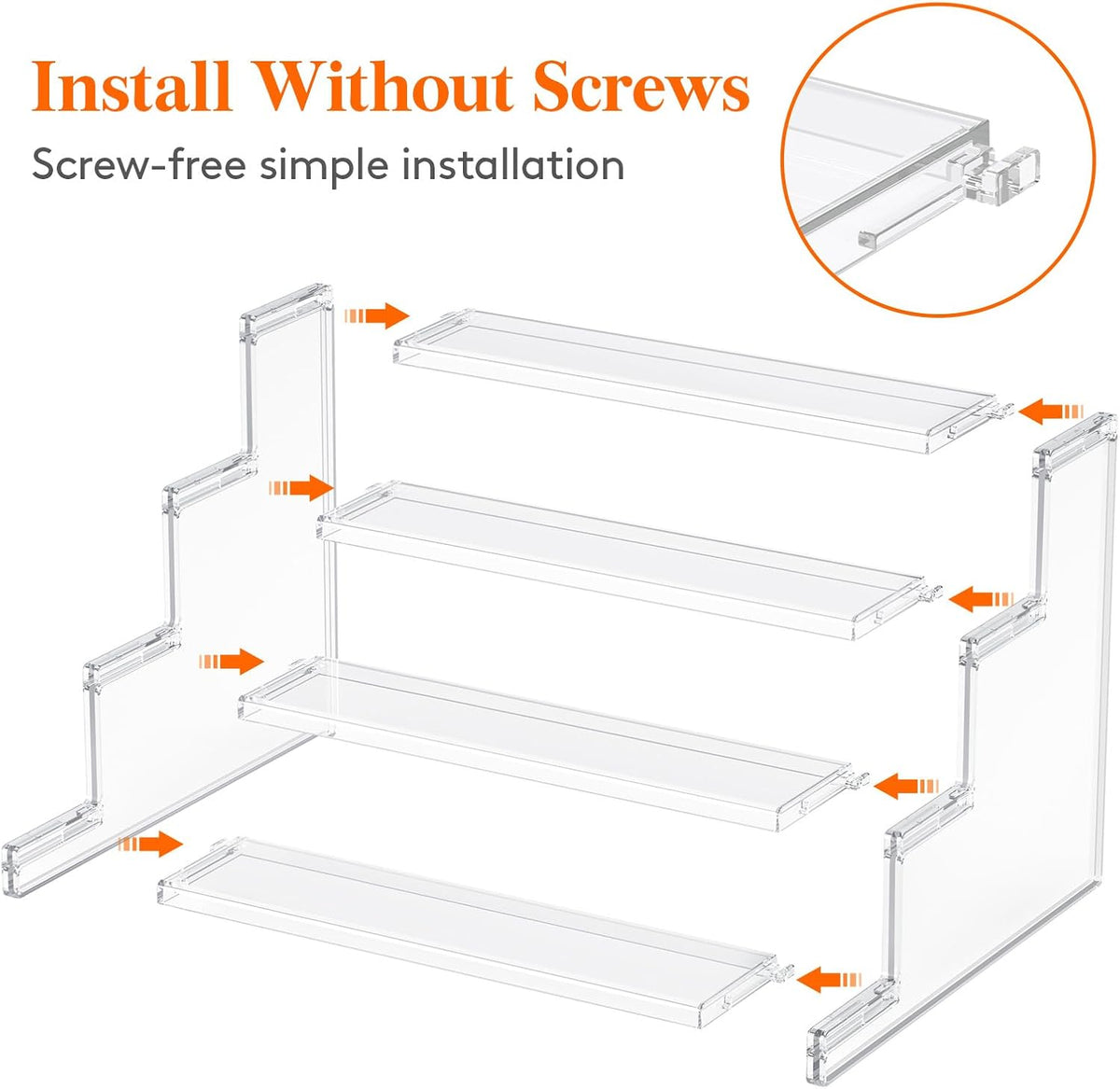 Lifewit 4 Tier Clear Display Risers Stand, Plastic Risers for Display, Organizer for Figures, Cupcake, Dessert, Desktop