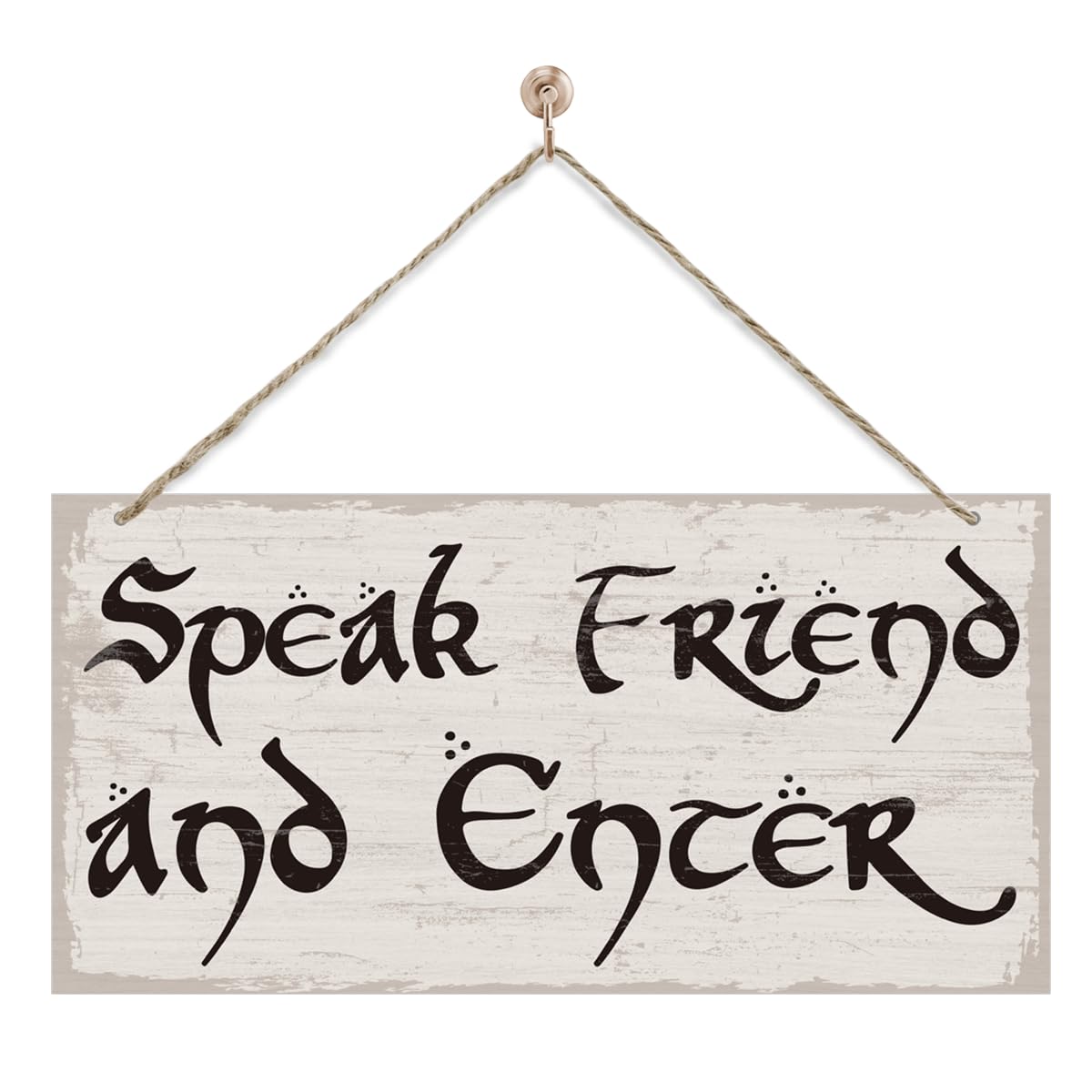 Speak Friend And Enter Sign, Entry Way Front Door Wooden Hanging Decor, Funny Wall Decor, Farmhouse Wood Sign, Bar Pub Wall Decoration, Home & Office Decorations 7x14 Inches